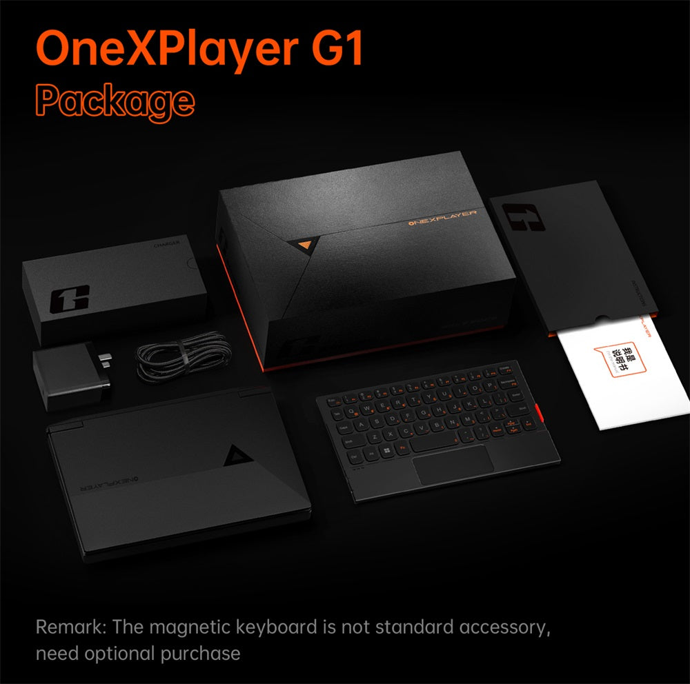 One Netbook OneXPlayer G1 Handheld Gaming PC, AMD Ryzen AI 9 HX 370 12 Cores Max 5.1GHz, 8.8'' 2560*1600 144Hz Screen, 64GB LPDDR5X 7500MHz RAM 4TB SSD, WiFi 6E, 2*USB-C, 1*USB3.2, 1*TF Card, 1* Oculink, 1*3.5mm Audio, Fingerprint Unlock - EU Plug