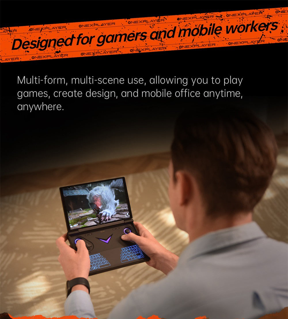 One Netbook OneXPlayer G1 Handheld Gaming PC, AMD Ryzen AI 9 HX 370 12 Cores Max 5.1GHz, 8.8'' 2560*1600 144Hz Screen, 64GB LPDDR5X 7500MHz RAM 4TB SSD, WiFi 6E, 2*USB-C, 1*USB3.2, 1*TF Card, 1* Oculink, 1*3.5mm Audio, Fingerprint Unlock - EU Plug