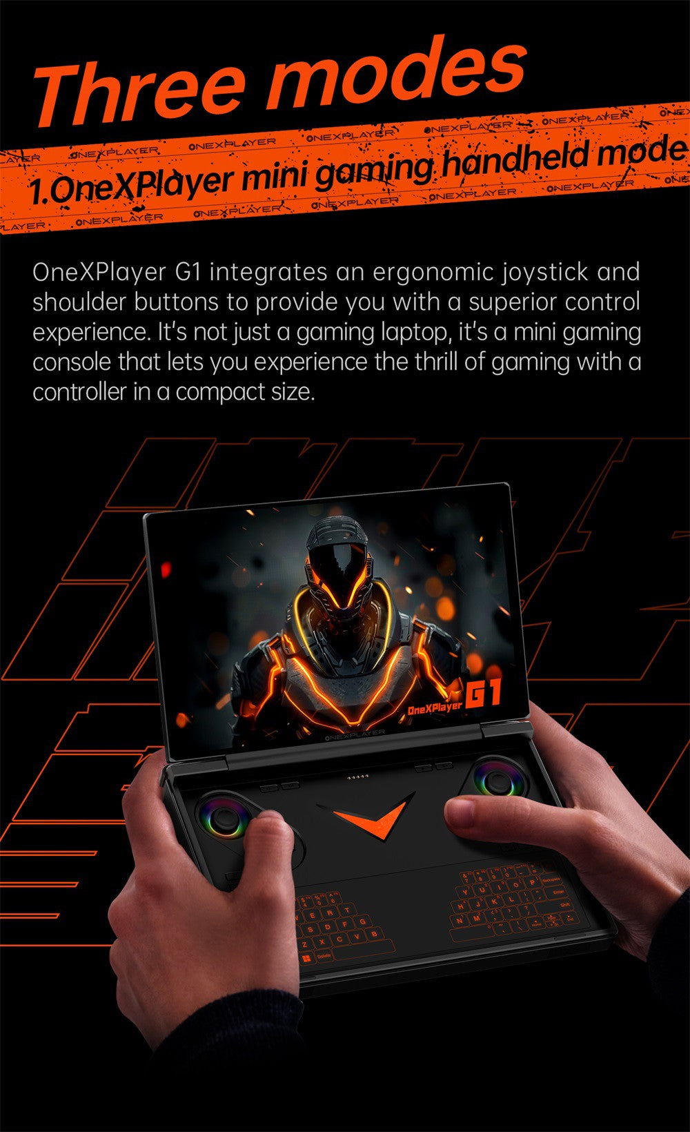 One Netbook OneXPlayer G1 Handheld Gaming PC, AMD Ryzen AI 9 HX 370 12 Cores Max 5.1GHz, 8.8'' 2560*1600 144Hz Screen, 64GB LPDDR5X 7500MHz RAM 4TB SSD, WiFi 6E, 2*USB-C, 1*USB3.2, 1*TF Card, 1* Oculink, 1*3.5mm Audio, Fingerprint Unlock - EU Plug