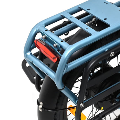 ONESPORT OT01 Electric Cargo Bike, 650W Motor, 48V 27Ah Battery, 20*2.6-inch Tire, 25km/h Max Speed, 100km Max Range, Hydraulic Disc Brakes, Front Suspension Fork - Blue