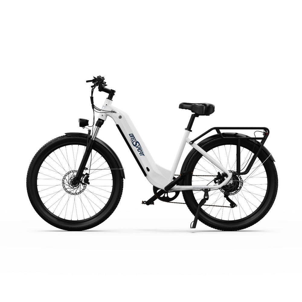 ONESPORT OT05 Electric Bike, 27.5' Aluminum Frame, 250W ANANDA Motor, 36V 18.2Ah Battery, 25km/h Max Speed, 60-120km Range, Oil Disc Brake, Shimano 7 Speed, Torque Sensor, 100kg Max Load - White