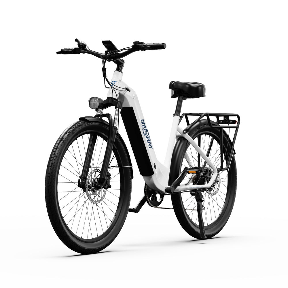 ONESPORT OT05 Electric Bike, 27.5' Aluminum Frame, 250W ANANDA Motor, 36V 18.2Ah Battery, 25km/h Max Speed, 60-120km Range, Oil Disc Brake, Shimano 7 Speed, Torque Sensor, 100kg Max Load - White