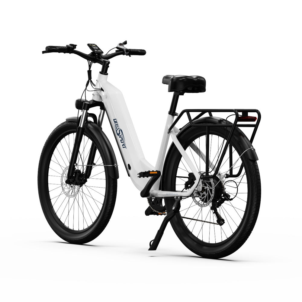 ONESPORT OT05 Electric Bike, 27.5' Aluminum Frame, 250W ANANDA Motor, 36V 18.2Ah Battery, 25km/h Max Speed, 60-120km Range, Oil Disc Brake, Shimano 7 Speed, Torque Sensor, 100kg Max Load - White