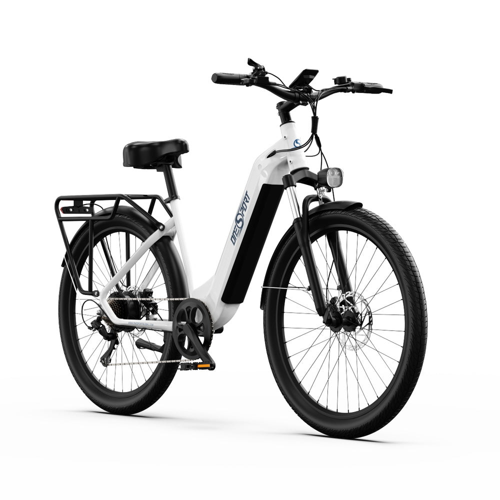 ONESPORT OT05 Electric Bike, 27.5' Aluminum Frame, 250W ANANDA Motor, 36V 18.2Ah Battery, 25km/h Max Speed, 60-120km Range, Oil Disc Brake, Shimano 7 Speed, Torque Sensor, 100kg Max Load - White