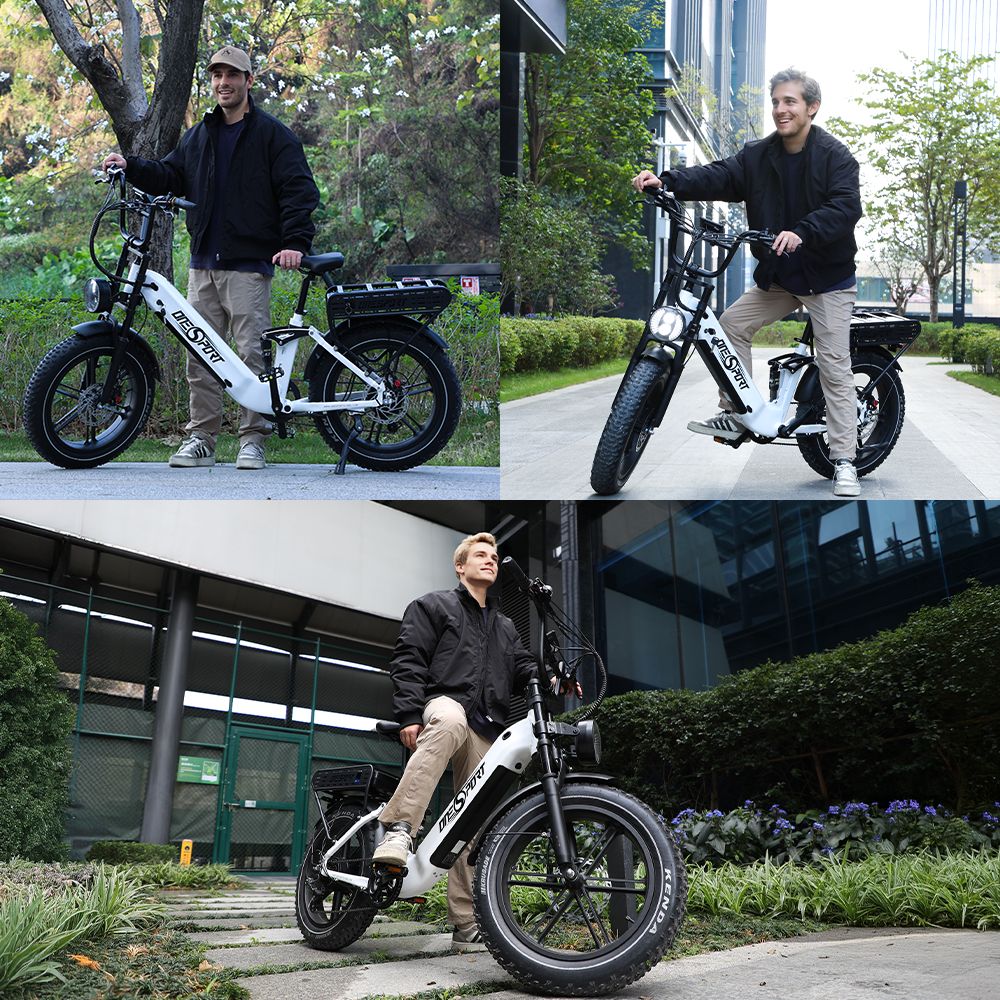 ONESPORT OT08 Pro Elektrofahrrad, 500-W-Motor, 2 x 48-V-18-Ah-Akku, 20 x 4,0-Zoll-Reifen, 25 km/h Höchstgeschwindigkeit, 190 km maximale Reichweite, Öldruck-Scheibenbremsen vorne und hinten, Federgabel, Shimano 7-Gang-Schaltung – Weiß