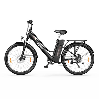 ONESPORT OT18 City Electric Bike, 26*2.35 inch wide Tires, 250W Motor 25km/h, 36V 14.4Ah Big Battery up to 100km Max Range,  Shimano 7-speed, Front Shock-absorbing fork, 25 Degree Climbing Bluetooth APP - Black