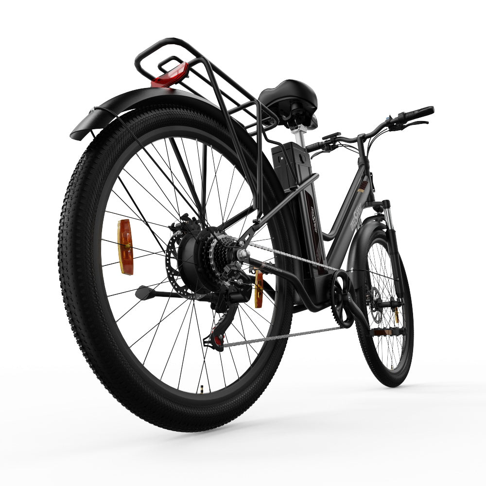 ONESPORT OT18 City Electric Bike, 26*2.35 inch wide Tires, 250W Motor 25km/h, 36V 14.4Ah Big Battery up to 100km Max Range,  Shimano 7-speed, Front Shock-absorbing fork, 25 Degree Climbing Bluetooth APP - Black