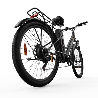 ONESPORT OT18 City Electric Bike, 26*2.35 inch wide Tires, 250W Motor 25km/h, 36V 14.4Ah Big Battery up to 100km Max Range,  Shimano 7-speed, Front Shock-absorbing fork, 25 Degree Climbing Bluetooth APP - Black