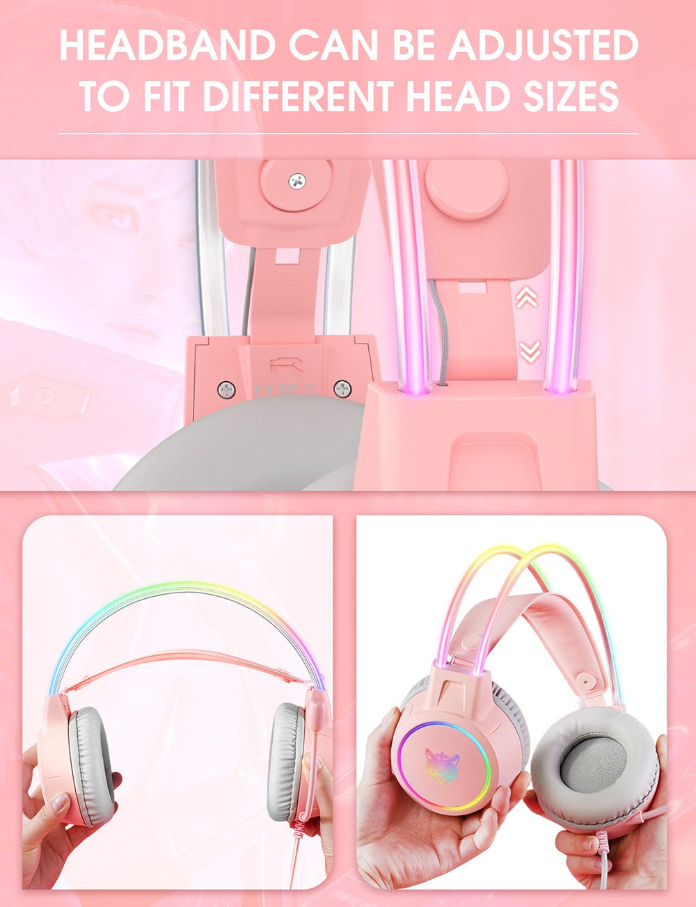 Auriculares para juegos con cable ONIKUMA X15 Pro - Rosa