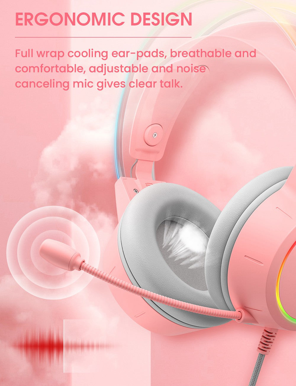 Auriculares para juegos con cable ONIKUMA X15 Pro - Rosa