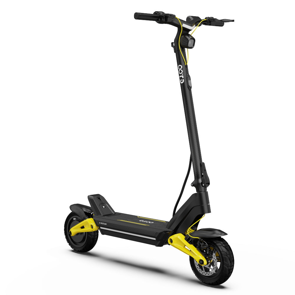 OOTD S10 Folding Electric Scooter 10 Inch Tires 1400W Motor 25km/h Max Speed 48V 20Ah Battery for 60-70km Range 120KG Max Load Disc Brake shock absorption IPX4  APP - Yellow