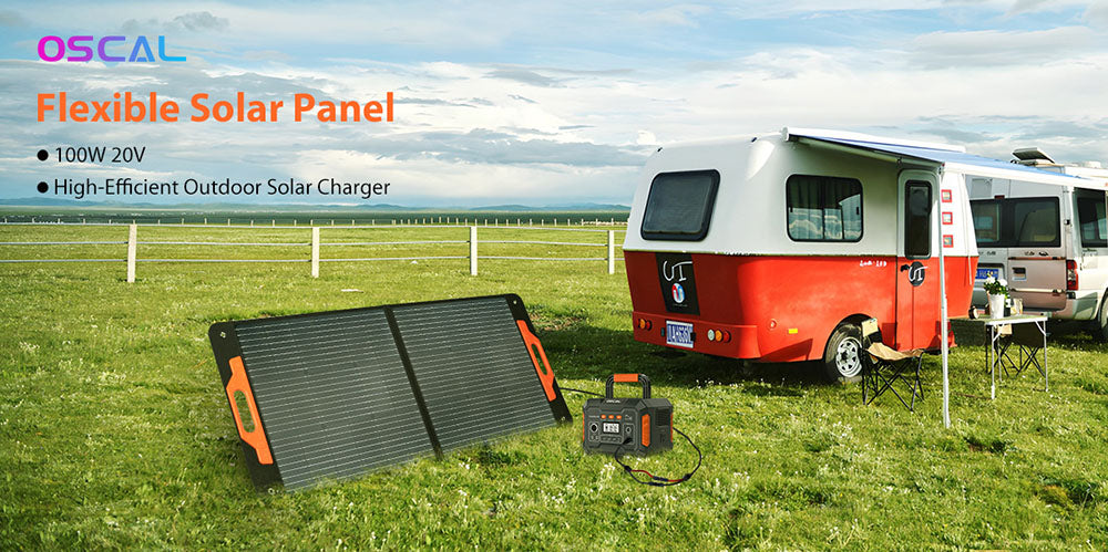 Blackview Oscal PM100 Foldable Solar Panel, IP65 Waterproof, with Type-C QC3.0, USB Output and 5-in-1 Cable