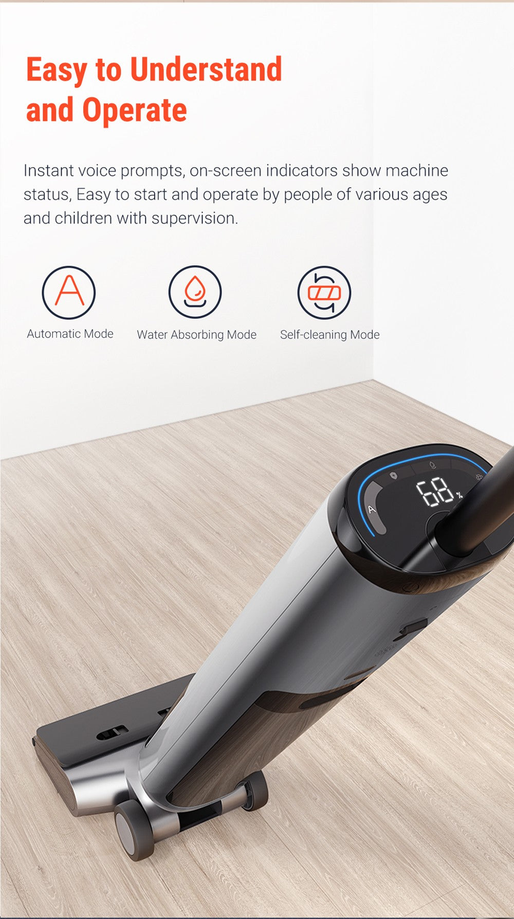 Aspiradora húmeda y seca OSOTEK H200 Horizon, autolimpieza automática, batería de 4000 mAh, depósito de agua limpia de 750 ml, ajuste inteligente de potencia, 35 minutos de autonomía, cepillo de rodillo más ancho.