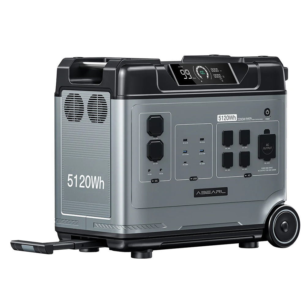OUKITEL Abearl P5000 Portable Power Station, 5120Wh LiFePO4 Battery, 5x2200W AC Outlets (4000W Surge), Seamless UPS Battery Backup, 92% Inverter, 1800W Fast AC Charging, Dual 100W USB-C, 15 Outputs, MPPT Solar Generator for Outdoors Home, with Wheels