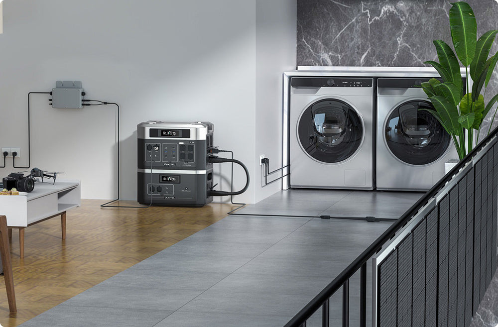 OUKITEL BP2000 Balcony Power Station, 2048Wh/640000mAh LiFePO4 Battery Solar Generator, 2200W AC Output, 2000W UPS, 1800W AC Charging, Expand Up to 7 Battery Packs, 15 Outputs, Compatible with 99% of Balcony Power Plants