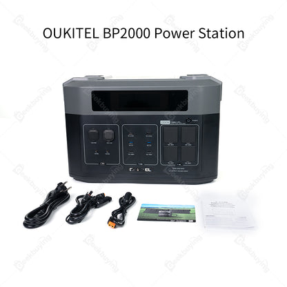 (Free Gift MC4 Cable) OUKITEL BP2000 Balcony Power Station, 2048Wh/640000mAh LiFePO4 Battery Solar Generator, 2200W AC Output, 2000W UPS, 1800W AC Charging, Expand Up to 7 Battery Packs, 15 Outputs, Compatible with 99% of Balcony Power Plants