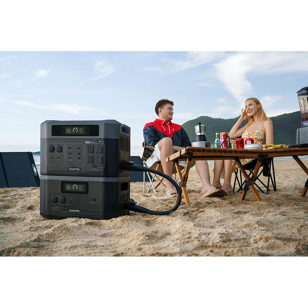 (Free Gift MC4 Cable) OUKITEL BP2000 Balcony Power Station, 2048Wh/640000mAh LiFePO4 Battery Solar Generator, 2200W AC Output, 2000W UPS, 1800W AC Charging, Expand Up to 7 Battery Packs, 15 Outputs, Compatible with 99% of Balcony Power Plants