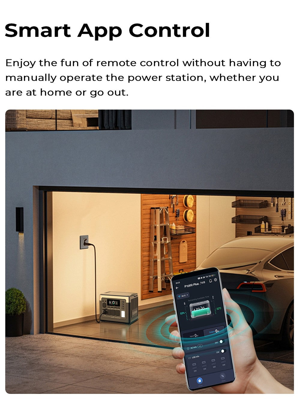 Estación de energía portátil OUKITEL P1000 PLUS, generador solar de 1800 W y 1024 Wh con batería LiFePO4, carga rápida, control inteligente mediante aplicación para exteriores, vehículos recreativos, respaldo doméstico y energía de emergencia.