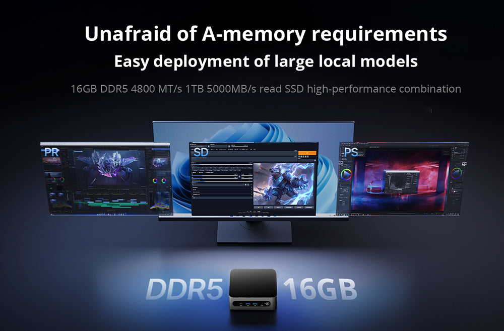 (AI PC) OUVIS F1A Mini Gaming PC, Intel AI Boost Core Ultra 5 125H 14 Cores Up to 4.5GHz, 16GB DDR5 1TB NVMe SSD, 2xHDMI2.0 Type-C 4K@60Hz Triple Display, 4xUSB 3.2, WiFi 6, 2.5Gbps LAN, TDP 65W, Best Desktop PC for Machine Learning, AI Computer