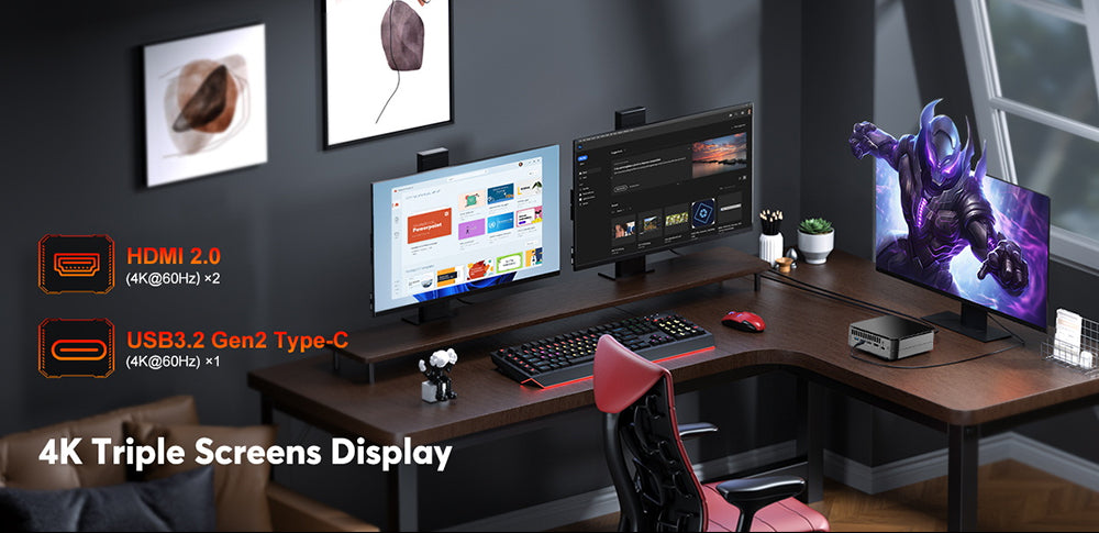 (AI PC) OUVIS F1A Mini Gaming PC, Intel AI Boost Core Ultra 5 125H 14 Cores Up to 4.5GHz, 16GB DDR5 1TB NVMe SSD, 2xHDMI2.0 Type-C 4K@60Hz Triple Display, 4xUSB 3.2, WiFi 6, 2.5Gbps LAN, TDP 65W, Best Desktop PC for Machine Learning, AI Computer