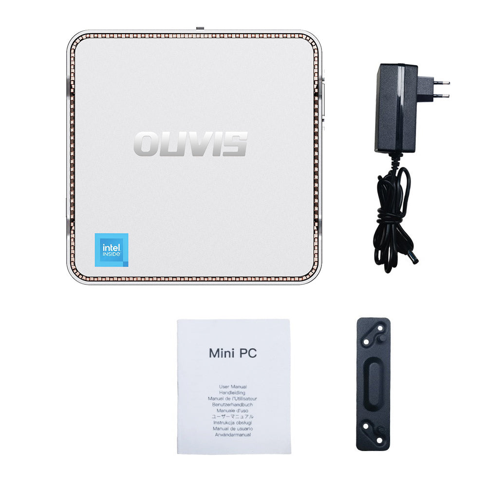 OUVIS GK3 Plus Mini PC, Intel Alder Lake N-95 Quad Core up to 3.4GHz, 16GB DDR4 RAM 512GB SSD, 2xHDMI VGA 4K@60Hz Triple Display, 2xUSB2.0 2xUSB3.0 1000Mbps LAN, 2.4/5GHz WiFi Bluetooth 4.2, with VESA - EU