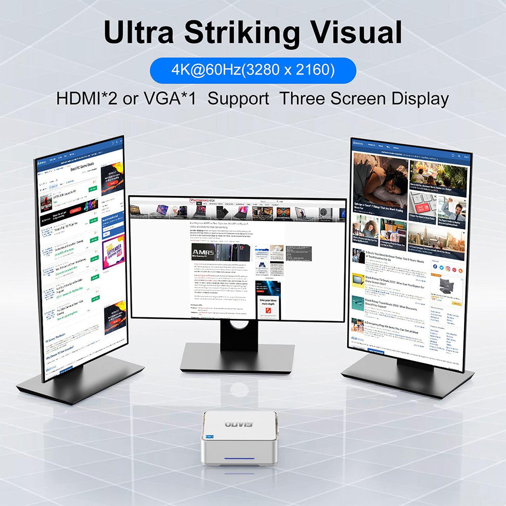 (2024 Upgraded Version) OUVIS GK3 Plus Mini PC, Intel Alder Lake N-95 Quad Core up to 3.4GHz, 16GB DDR4 RAM 512GB SSD, 2xHDMI VGA 4K@60Hz Triple Display, 2xUSB2.0 2xUSB3.0 1000Mbps LAN, 2.4/5GHz WiFi Bluetooth 4.2, with VESA - EU