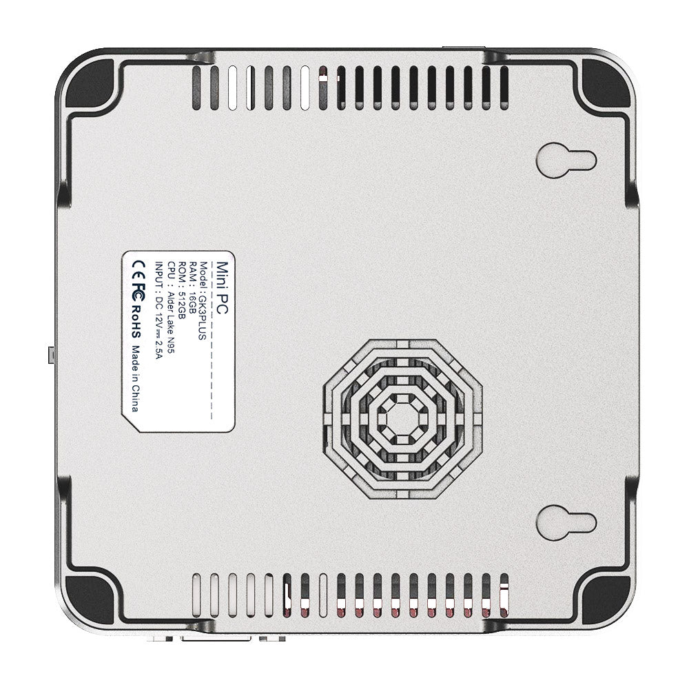 (2024 Upgraded Version) OUVIS GK3 Plus Mini PC, Intel Alder Lake N-95 Quad Core up to 3.4GHz, 16GB DDR4 RAM 512GB SSD, 2xHDMI VGA 4K@60Hz Triple Display, 2xUSB2.0 2xUSB3.0 1000Mbps LAN, 2.4/5GHz WiFi Bluetooth 4.2, with VESA - EU