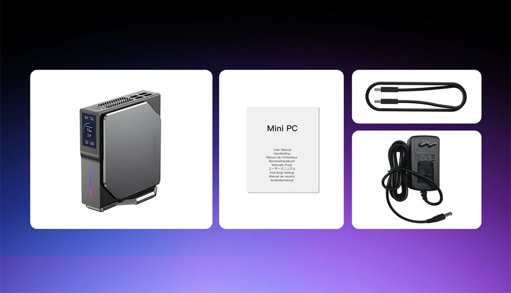 (2024 Upgraded Version) OUVIS S1 Mini PC with LCD Screen RGB Light, Intel Alder Lake N95 4 Cores Up to 3.4GHz, 16GB RAM 512GB SSD, 2*HDMI 2.0 4K HD Dual Display, WiFi 5 Bluetooth 4.2, 2*USB 3.0 2*USB 2.0 2*RJ45 - EU Plug