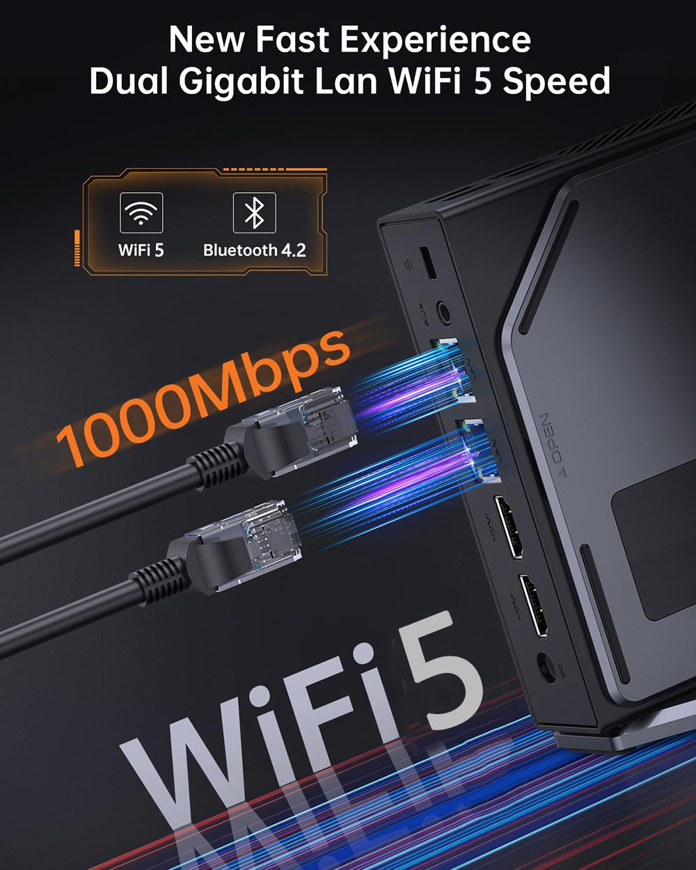 (2024 Upgraded Version) OUVIS S1 Mini PC with LCD Screen RGB Light, Intel Alder Lake N95 4 Cores Up to 3.4GHz, 16GB RAM 512GB SSD, 2*HDMI 2.0 4K HD Dual Display, WiFi 5 Bluetooth 4.2, 2*USB 3.0 2*USB 2.0 2*RJ45 - EU Plug