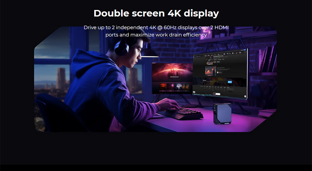 (2024 Upgraded Version) OUVIS S1 Mini PC with LCD Screen RGB Light, Intel Alder Lake N95 4 Cores Up to 3.4GHz, 16GB RAM 512GB SSD, 2*HDMI 2.0 4K HD Dual Display, WiFi 5 Bluetooth 4.2, 2*USB 3.0 2*USB 2.0 2*RJ45 - EU Plug