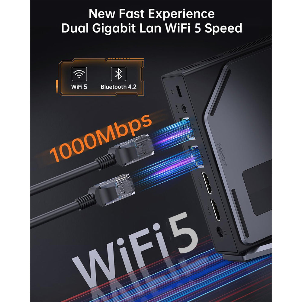 (2024 Upgraded Version) OUVIS S1 Mini PC with LCD Screen RGB Light, Intel Alder Lake N95 4 Cores Up to 3.4GHz, 16GB RAM 512GB SSD, 2*HDMI 2.0 4K HD Dual Display, WiFi 5 Bluetooth 4.2, 2*USB 3.0 2*USB 2.0 2*RJ45 - EU Plug