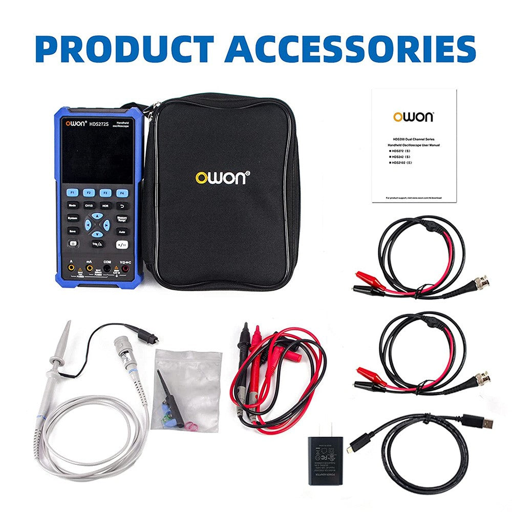 Osciloscopio digital multímetro generador de señales OWON HDS272S 3 en 1, ancho de banda de 70 MHz, frecuencia de muestreo de 250 MSa/s, 20000 cuentas - Enchufe UE