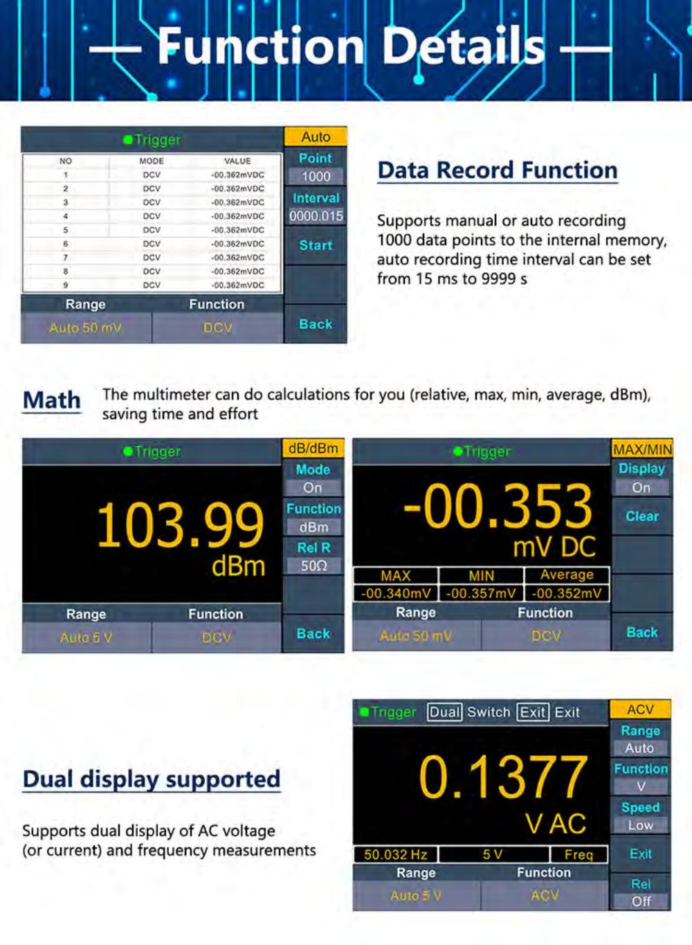 Multímetro digital alimentado por batería OWON XDM1241, 55000 cuentas, verdadero valor eficaz (True RMS), alta precisión, con pantalla LCD TFT de 3,5 pulgadas.