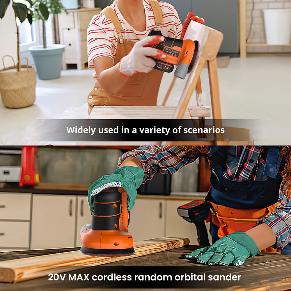 Parrior DS04 20V Cordless Electric Sander, with 2Ah Battery & 5-Inch(125mm) Disc, 11,000RPM Motor