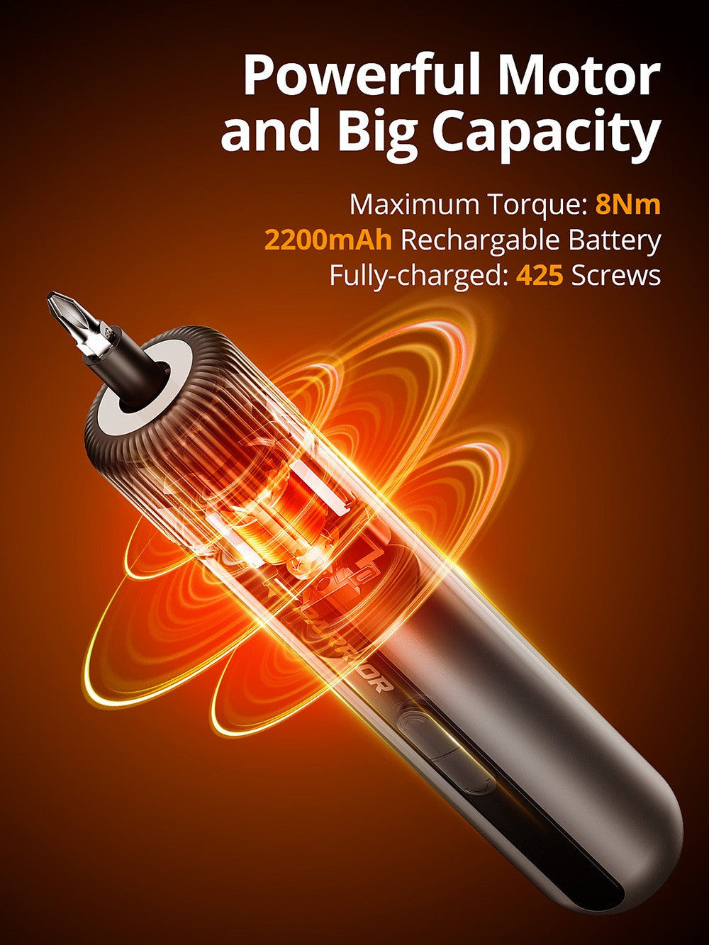 Parrior S121 4V Electric Cordless Screwdriver, Max 8N.m High Torque with 4 Control Level, Rechargeable 2200mAh Large Battery, LED Work Light, 260RPM Speed