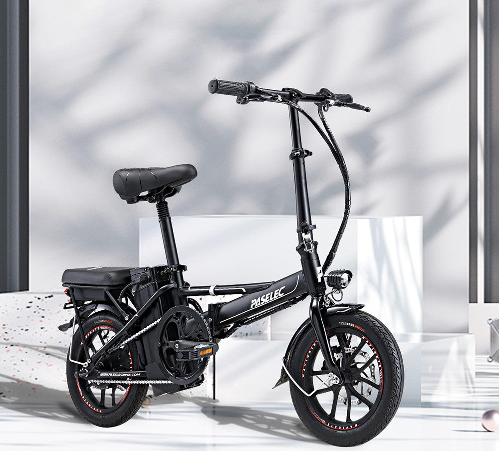 PASELEC Mini Folding Electric Bike, 400W Motor, 48V 13AH Battery, 14*1.95-inch Tire, 40km/h Max Speed, 60km Range, Mechanical Disc Brakes, Aluminum Alloy Front Fork, LED Display - Grey