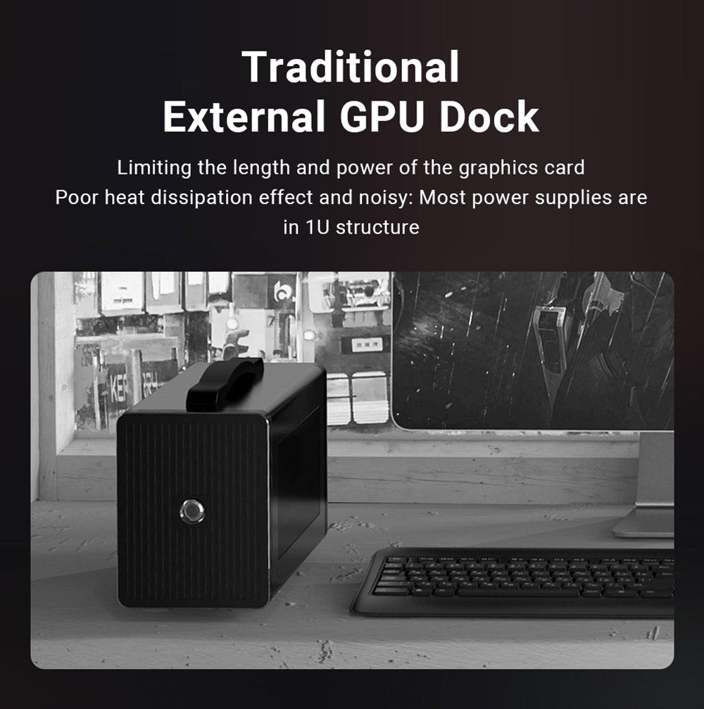 PELADN Link S-1 eGPU Dock, 2*Thunderbolt 3, 1*1000M LAN, 1* M.2 2280 NVME SSD, 40Gbps Transmission Speed, Compatible with ATX/SFX Power Supply