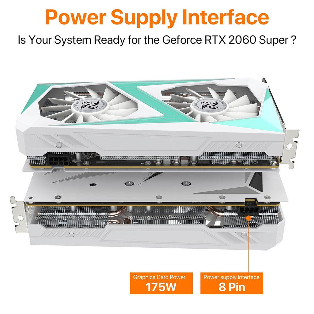 PELADN RTX2060 SUPER Gaming Graphics Card, 8GB GDDR6 RAM, 8Pin 128Bits, Dual-Fan, PCI Express 3.0, 3xDP 1xHDMI - White
