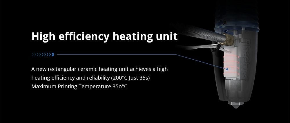Phaetus Rapido 2.0 UHF Hotend, max. Drucktemperatur 350 °C, kompatibel mit thermoplastischen Filamenten und Verbundwerkstoffen – Blau