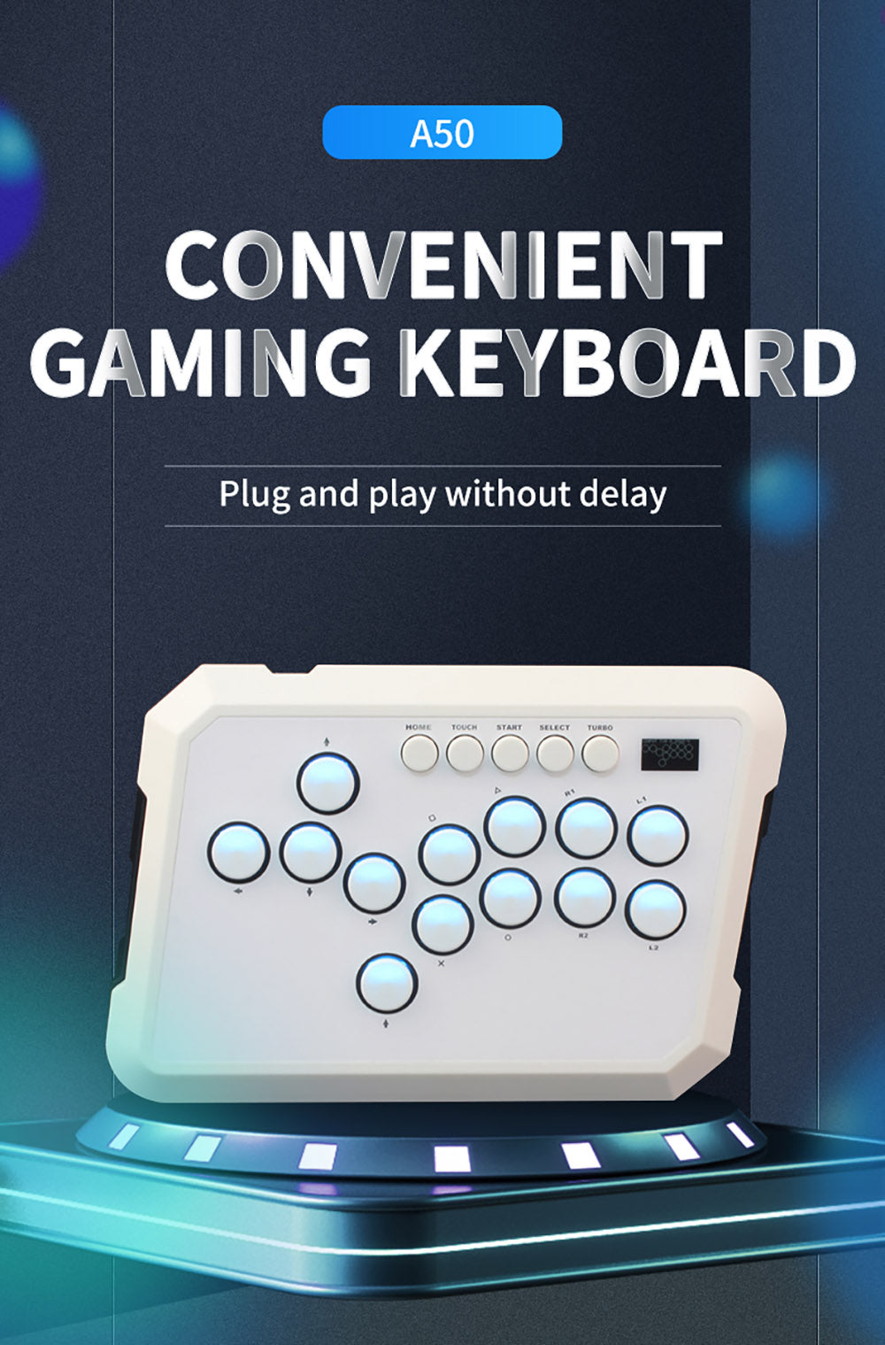 Powkiddy A50 Hitbox Controller, Mando Arcade sin Palanca, Joystick, Teclado para Juegos Compatible con PC, Android, Switch, PS4, PS5, Steam, Arcade
