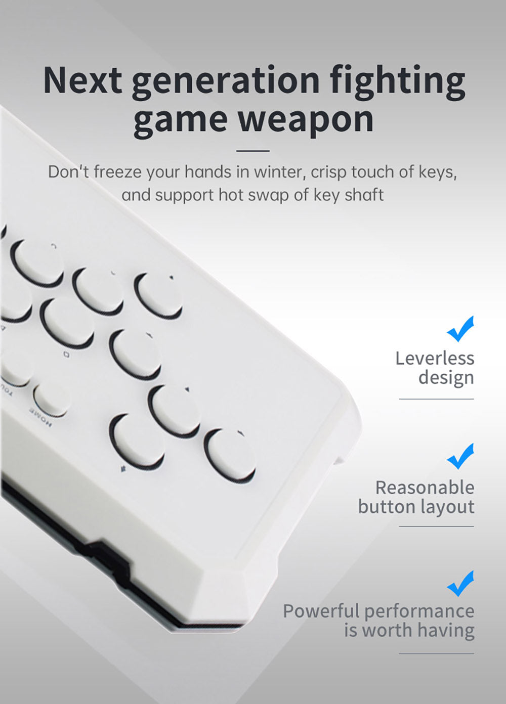 Powkiddy A50 Hitbox Controller, Mando Arcade sin Palanca, Joystick, Teclado para Juegos Compatible con PC, Android, Switch, PS4, PS5, Steam, Arcade