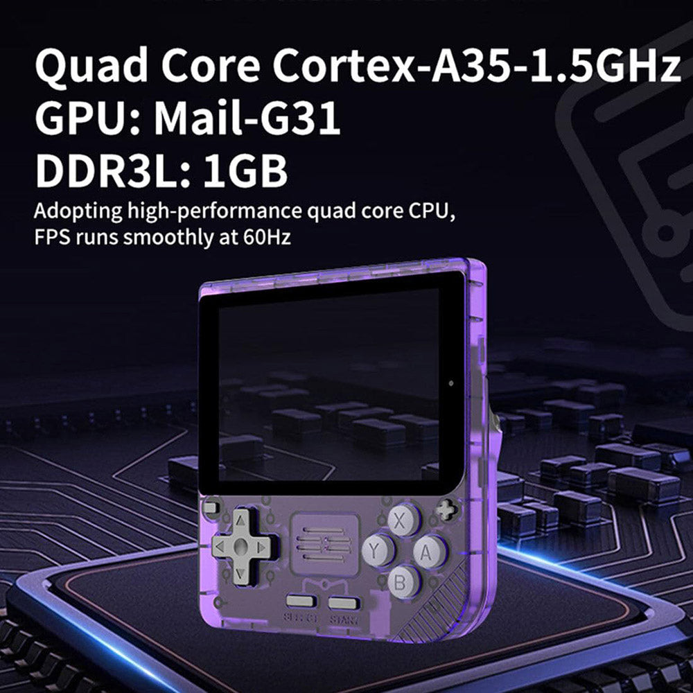 Consola de videojuegos portátil Powkiddy V10, tarjeta TF de 128 GB con más de 10000 juegos, pantalla IPS de 3,5 pulgadas, sistema Linux de código abierto, simuladores 3D de 64 bits, 8 horas de autonomía - Negro transparente