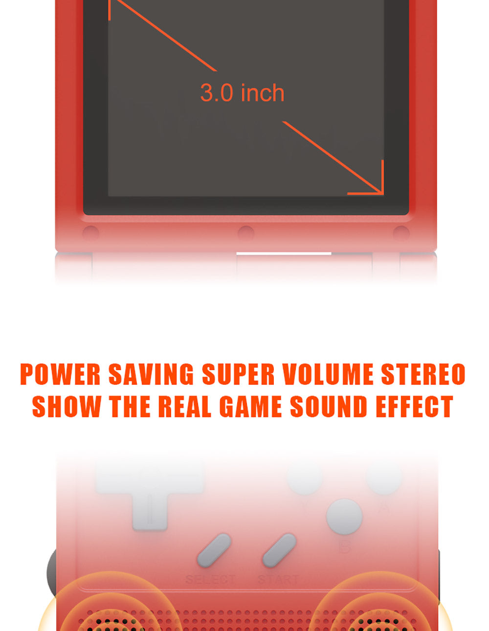 Powkiddy V90 3-Inch IPS Screen Flip Handheld Game Console 64GB Retro Dual Open System 16 Simulators Kids Gift - Red