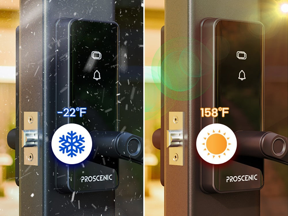 Cerradura inteligente Proscenic L40, cerradura de puerta con entrada sin llave, con manija, teclado numérico, huella dactilar, aplicación inteligente y control por voz, antiespía, registro de accesos.
