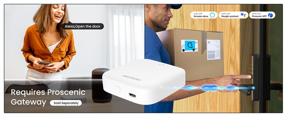 Cerradura inteligente Proscenic L40, cerradura de puerta con entrada sin llave, con manija, teclado numérico, huella dactilar, aplicación inteligente y control por voz, antiespía, registro de accesos.