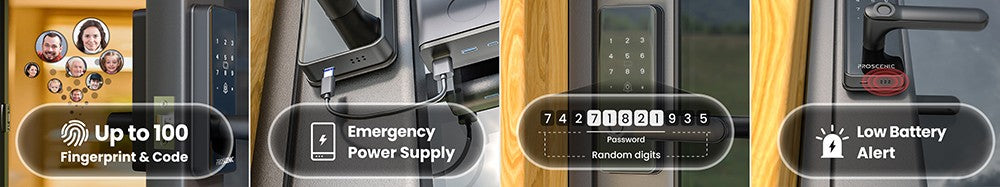 Cerradura inteligente Proscenic L40, cerradura de puerta con entrada sin llave, con manija, teclado numérico, huella dactilar, aplicación inteligente y control por voz, antiespía, registro de accesos.