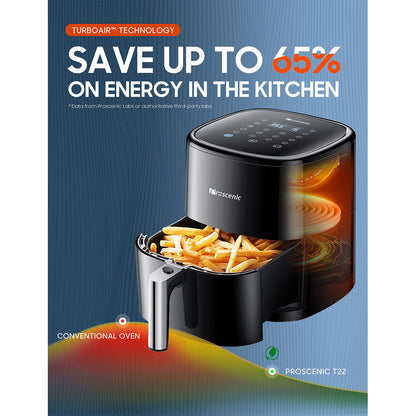 Proscenic T22 Smart Electric Air Fryer/Oil-Free/Non-stick Pan/5L Capacity /1500W/Black