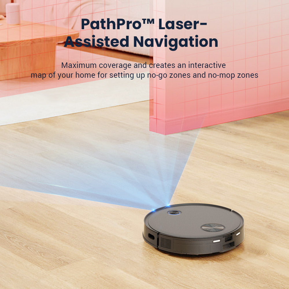 Proscenic V10 Robot Vacuum Cleaner 3 In 1 Vacuuming Sweeping and Mopping 3000pa Vibrating Mopping System LDS Navigation 240ml Dust Bin 2600mAh Battery 120Mins Runtime Smart APP &amp; Alexa Control - Black