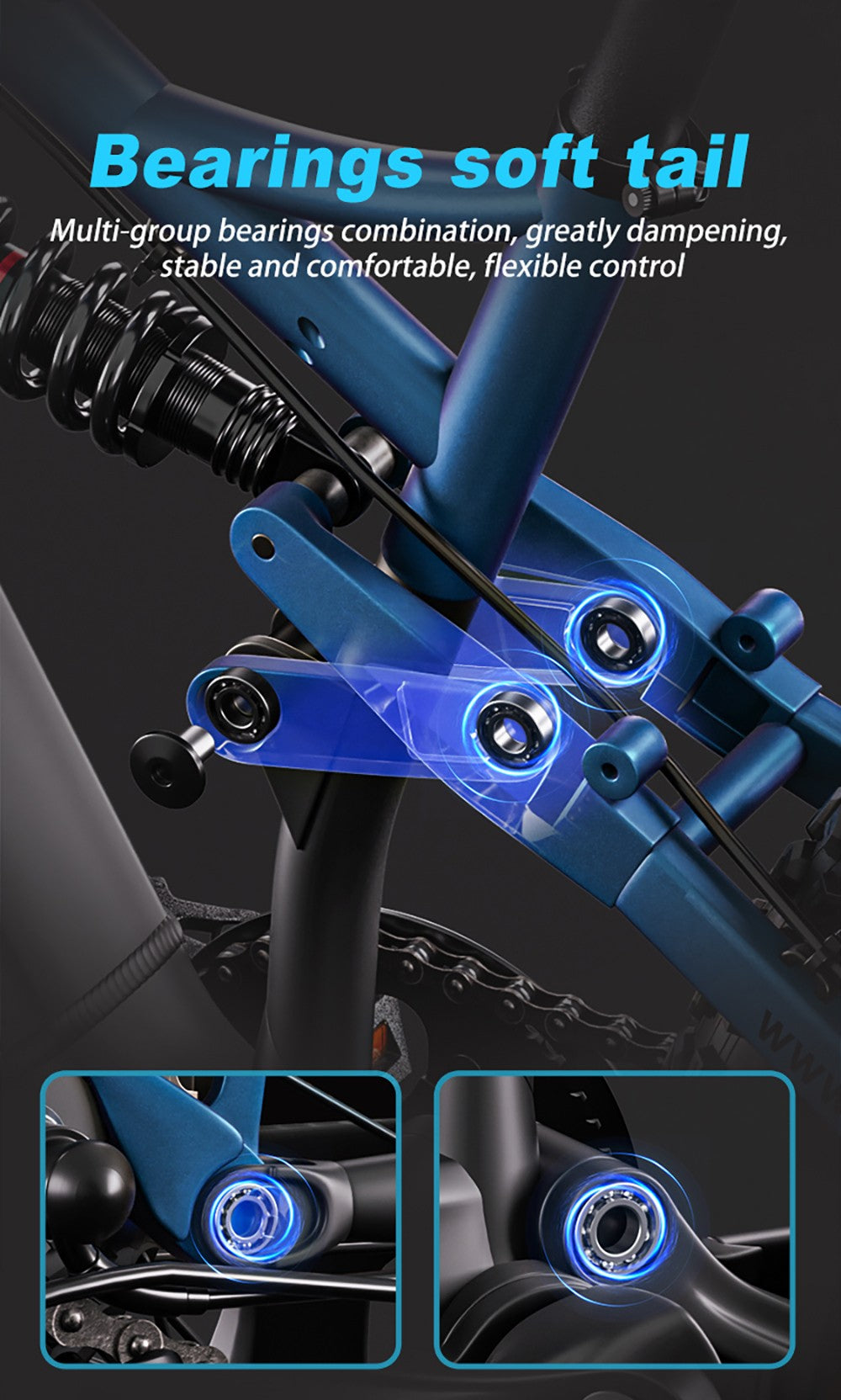 Bicicleta eléctrica PULUMA PH001, motor de 500 W, batería de 48 V 20 Ah, neumáticos de 27,5 x 2,8 pulgadas, velocidad máxima de 40 km/h, autonomía de 150 km, frenos de aceite hidráulicos, horquilla con amortiguador, desviador de 9 velocidades, pantalla LCD - Negro Azul