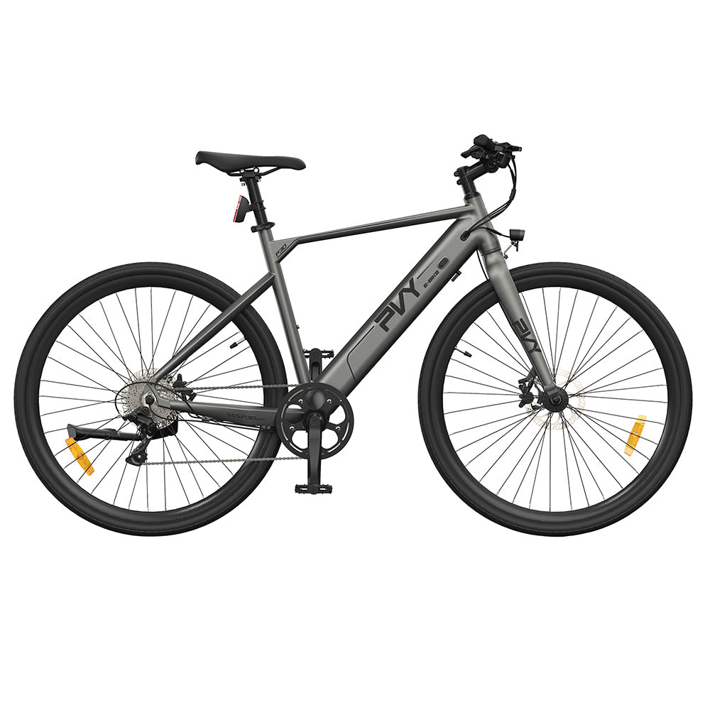Bicicleta eléctrica PVY P30, neumático de 27,5 x 2,1 pulgadas, motor de 500 W, sensor de par de 50 N.m, batería de 36 V y 13,5 Ah, autonomía máxima de 100 km, freno de disco hidráulico, SHIMANO de 9 velocidades, aleación de aluminio, IP66 a prueba de agua - Gris.